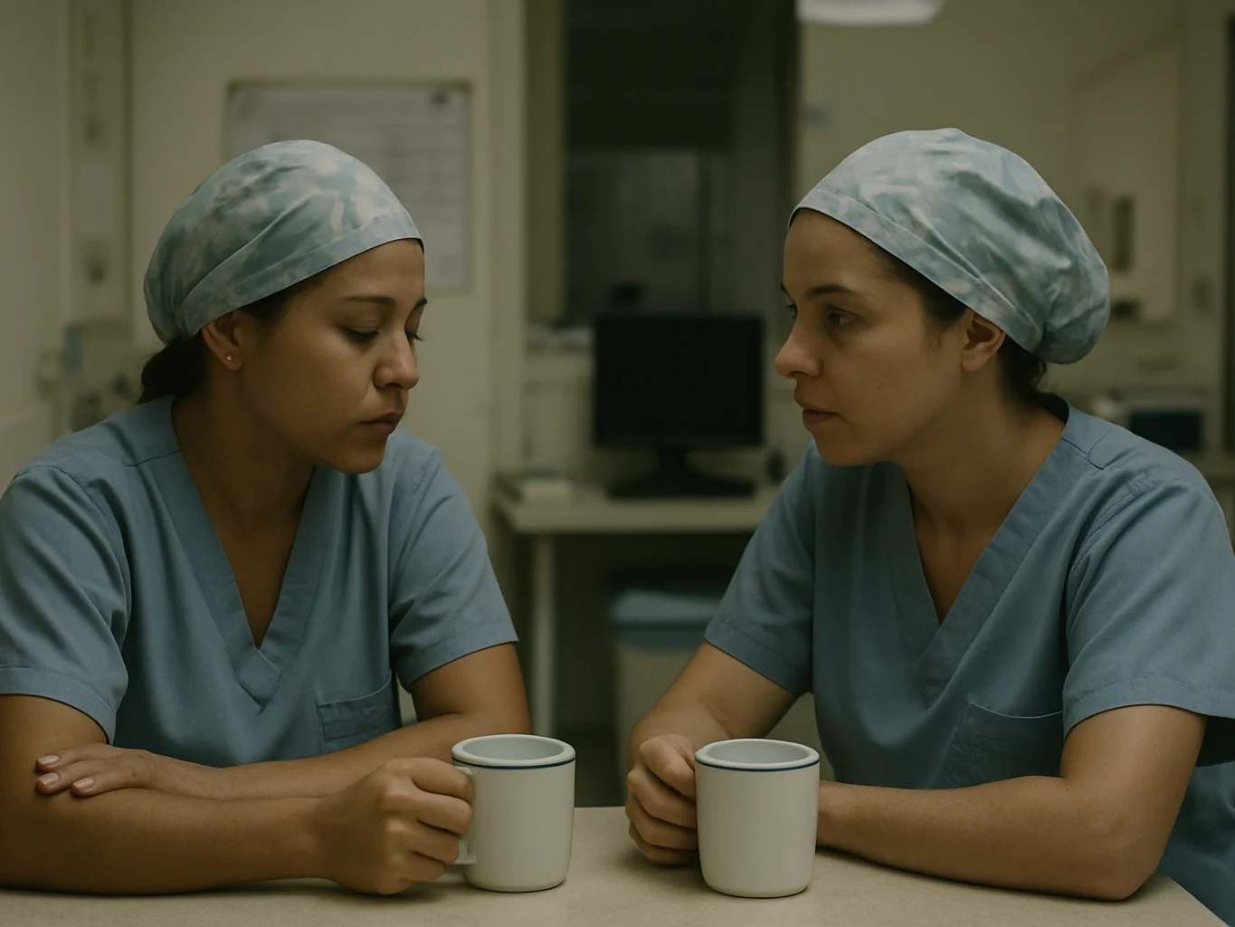 Editorial documentary photograph of two Brazilian nursing technic